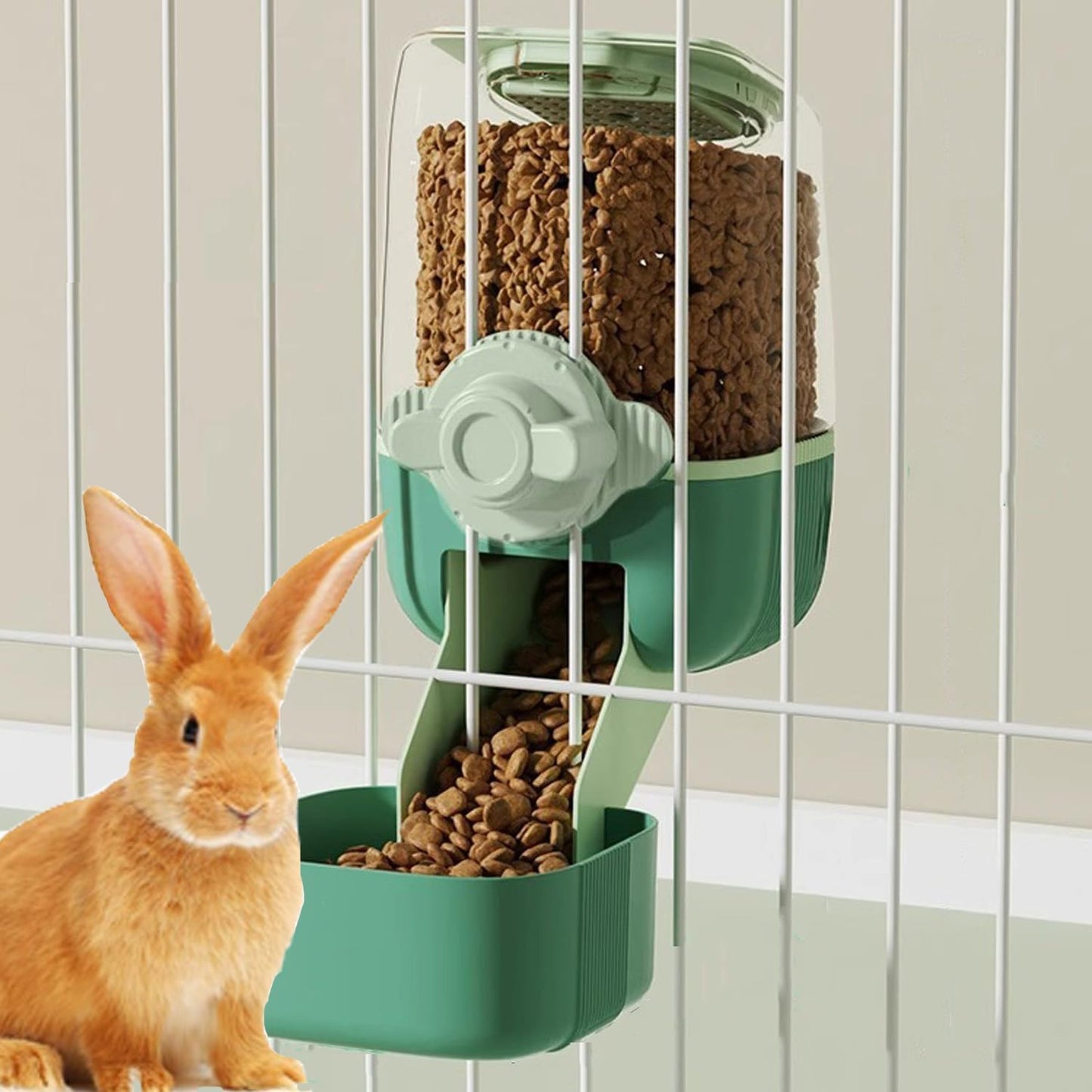 Pet Hanging Automatic Feeders Drinking Bowls，Gravity Rabbit Feeder and Water Set，Cage Cat Food Bowl Feeding Station for Puppy Kitten Chinchilla Hedgehog Guinea Pig Ferret (Yellow-Food)
