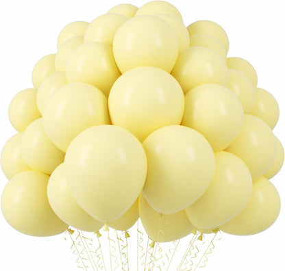 110pcs Pastel Yellow Light Yellow Latex Party Balloons, 12inch | for Graduation, Easter, Wedding, Birthday, Bridal Shower, Sunflower Party, Baby Shower, Anniversary Party Decorations