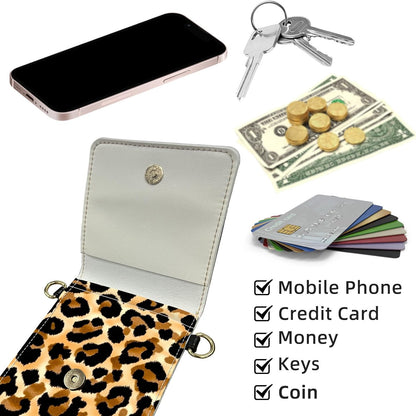 Crossbody Phone Case, Leopard Print Yellow RFID Blocking Crossbody Bag with Card Slots & Phone Holder, Waterproof Anti-Theft Touch Screen Phone Purse for Women