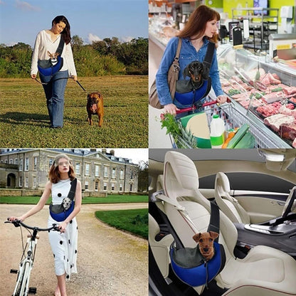 Pet Dog Sling Cat Carrier, Hands-Free Small Pet Pouch Bag with Breathable Net, Outdoor Travel Walking Carrying,Yellow,Small
