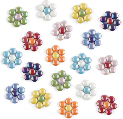 Iridescent Glass Mosaic Tiles for Crafts Bulk, 200g Mosaic Glass Pieces,Stained Mosaic Craft Supplies for Garden Christmas Ornaments,Mosaic DIY Art Kit