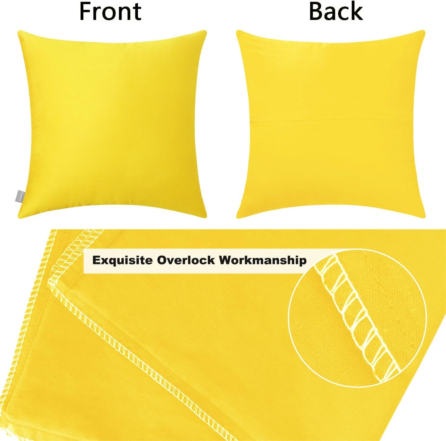 4-Pack 100% Cotton Comfortable Solid Decorative Throw Pillow Case Square Cushion Cover Pillowcase Sublimation Blank Pillow Covers DIY Throw Pillowcase for Sofa(18x18inch/45x45cm,Lemon Yellow)