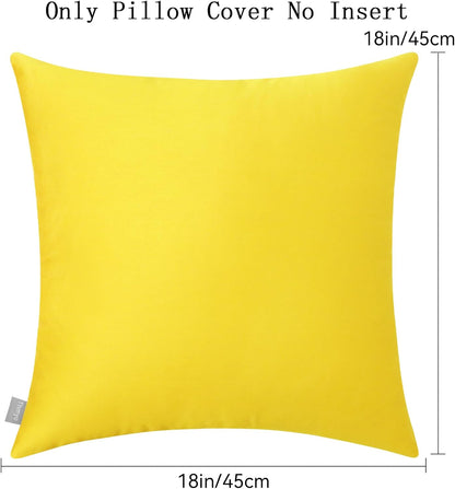 4-Pack 100% Cotton Comfortable Solid Decorative Throw Pillow Case Square Cushion Cover Pillowcase Sublimation Blank Pillow Covers DIY Throw Pillowcase for Sofa(18x18inch/45x45cm,Lemon Yellow)