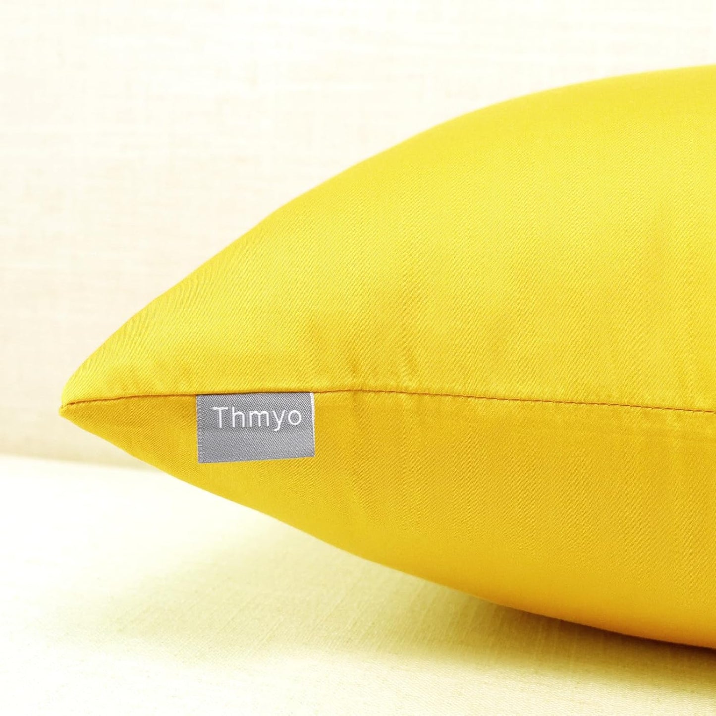 4-Pack 100% Cotton Comfortable Solid Decorative Throw Pillow Case Square Cushion Cover Pillowcase Sublimation Blank Pillow Covers DIY Throw Pillowcase for Sofa(18x18inch/45x45cm,Lemon Yellow)