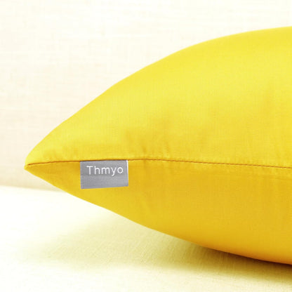 4-Pack 100% Cotton Comfortable Solid Decorative Throw Pillow Case Square Cushion Cover Pillowcase Sublimation Blank Pillow Covers DIY Throw Pillowcase for Sofa(18x18inch/45x45cm,Lemon Yellow)