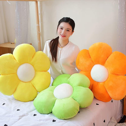 Flower Plush Throw Pillows, Flower Floor Pillow Seating Cushion Toy for Reading, Room, Watching TV (25.6", Yellow-1)