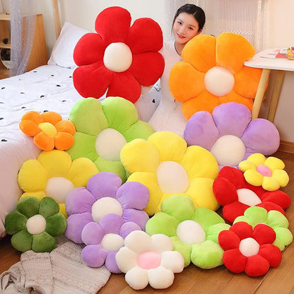 Flower Plush Throw Pillows, Flower Floor Pillow Seating Cushion Toy for Reading, Room, Watching TV (25.6", Yellow-1)