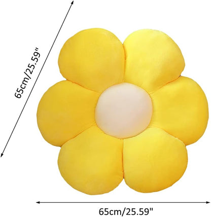 Flower Plush Throw Pillows, Flower Floor Pillow Seating Cushion Toy for Reading, Room, Watching TV (25.6", Yellow-1)