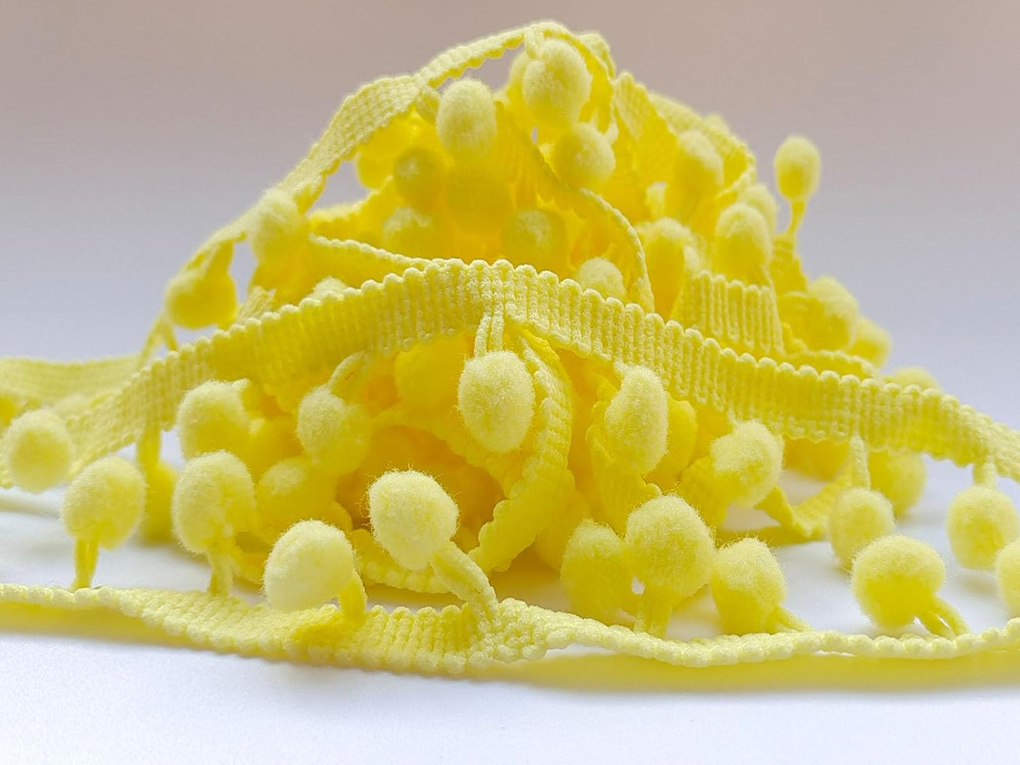 Pom Pom Trim 6 Yards 12mm Ball Fringe Trim for Sewing Accessory Decoration DIY Crafts (Light Yellow, 12mm 181217)