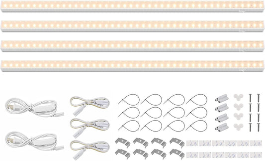 Grow Lights for Indoor Plants Full Spectrum, 2ft 40W (4 x 10W), T5 Plant Lights for Indoor Plants, Greenhouse, Plug and Play, Yellow, 4-Pack
