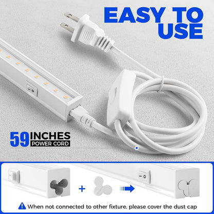 Grow Lights for Indoor Plants Full Spectrum, 2ft 40W (4 x 10W), T5 Plant Lights for Indoor Plants, Greenhouse, Plug and Play, Yellow, 4-Pack