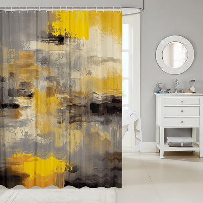 Modern Shower Curtains Modern Abstract Art Bathroom Curtain for Kids Women Men Yellow Gray Bathroom Accessories Luxury Waterproof Polyester Fabric for Stalls Bathtubs 72"x72"