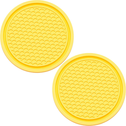 2PCS Car Cup Holder Coaster, Universal Auto Non-Slip Cup Holder Coaster, 2.75In Universal Non-Slip Recessed Car Interior Accessories (Yellow)