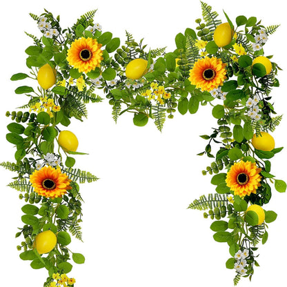 Artificial Lemon Garland, 6.56Ft, Sunflower Lemon Hanging Vines, Spring Summer Flowers Decorations for Table Centerpieces Room Kitchen Garden Birthday Wedding Baby Shower Party Decor