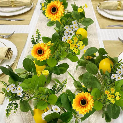 Artificial Lemon Garland, 6.56Ft, Sunflower Lemon Hanging Vines, Spring Summer Flowers Decorations for Table Centerpieces Room Kitchen Garden Birthday Wedding Baby Shower Party Decor