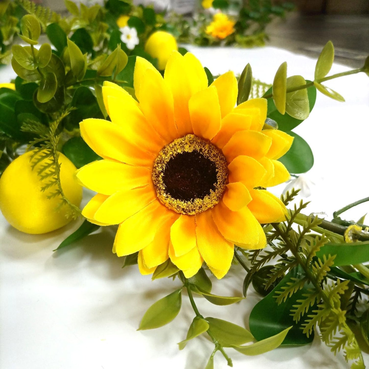 Artificial Lemon Garland, 6.56Ft, Sunflower Lemon Hanging Vines, Spring Summer Flowers Decorations for Table Centerpieces Room Kitchen Garden Birthday Wedding Baby Shower Party Decor