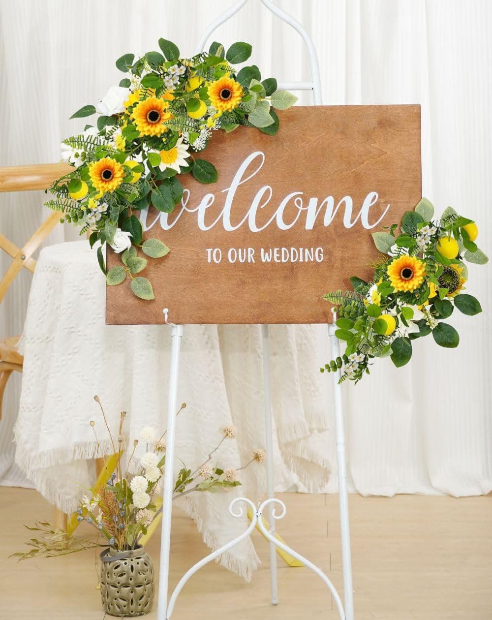 Artificial Lemon Garland, 6.56Ft, Sunflower Lemon Hanging Vines, Spring Summer Flowers Decorations for Table Centerpieces Room Kitchen Garden Birthday Wedding Baby Shower Party Decor