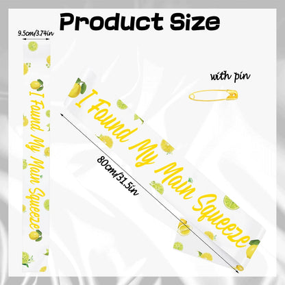 I Found My Main Squeeze Sash, Yellow Lemon Bride To Be Sash for Capri Lemon Bachelorette Bridal Shower Wedding Engagement Party Supplies Decorations, Ideas, Gifts, Favors