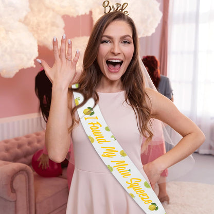 I Found My Main Squeeze Sash, Yellow Lemon Bride To Be Sash for Capri Lemon Bachelorette Bridal Shower Wedding Engagement Party Supplies Decorations, Ideas, Gifts, Favors