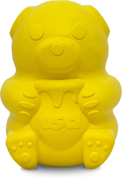 Honey Bear – Durable Dog Treat Dispenser & Chew Toy Made in USA from Non-Toxic, Pet Safe, Food Safe Natural Rubber Material for Mental Stimulation, Problem Chewing, Calming Nerves, & More