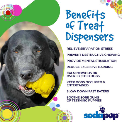 Honey Bear – Durable Dog Treat Dispenser & Chew Toy Made in USA from Non-Toxic, Pet Safe, Food Safe Natural Rubber Material for Mental Stimulation, Problem Chewing, Calming Nerves, & More