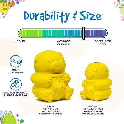 Honey Bear – Durable Dog Treat Dispenser & Chew Toy Made in USA from Non-Toxic, Pet Safe, Food Safe Natural Rubber Material for Mental Stimulation, Problem Chewing, Calming Nerves, & More