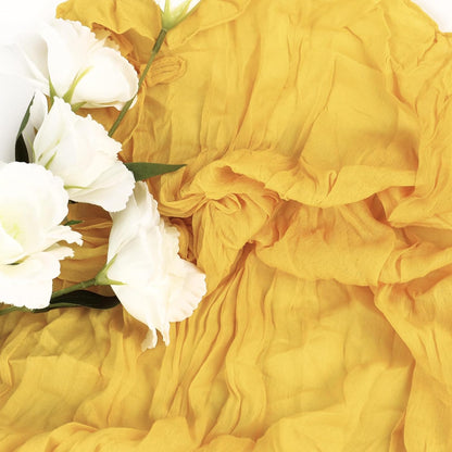 Yellow Cheesecloth Table Runner 10FT Gauze Rustic Cheese Cloth Dining Table Decor Runners Long for Easter Birthday Party Bridal Wedding Decorations 1Pack 35x120 Inches