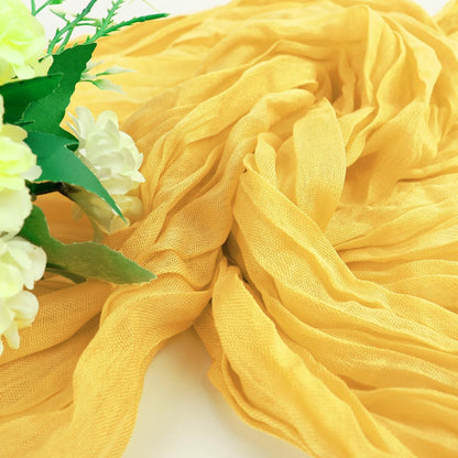 Yellow Cheesecloth Table Runner 10FT Gauze Rustic Cheese Cloth Dining Table Decor Runners Long for Easter Birthday Party Bridal Wedding Decorations 1Pack 35x120 Inches