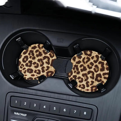 5 Pcs Fluffy Cheetah Steering Wheel Cover Car Accessories Set Warm Soft Universal 14.5-15 Inch Leopard Print Fuzzy Faux Fur for Men and Women (Ginger Yellow)