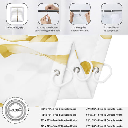 Yellow Bow Shower Curtain, Yellow and White Modern Aesthetic Bowknot with Polka Dot Cute Girly Bathroom Curtain Waterproof Fabric Machine Washable with Hooks, 72" Wx72 L