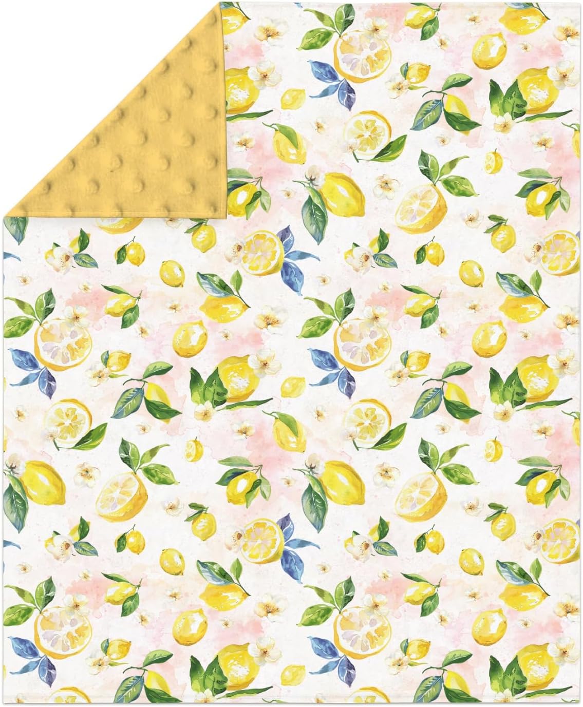 Lemons Baby Blankets for Girl Boy Lemon Branch Leaves Flowers Soft Mink Dotted Backing Double Layer Swaddle Receiving Blanket Tropical Summer Fruits Bed Throw for Newborn Infant Toddler Nursery 30x40