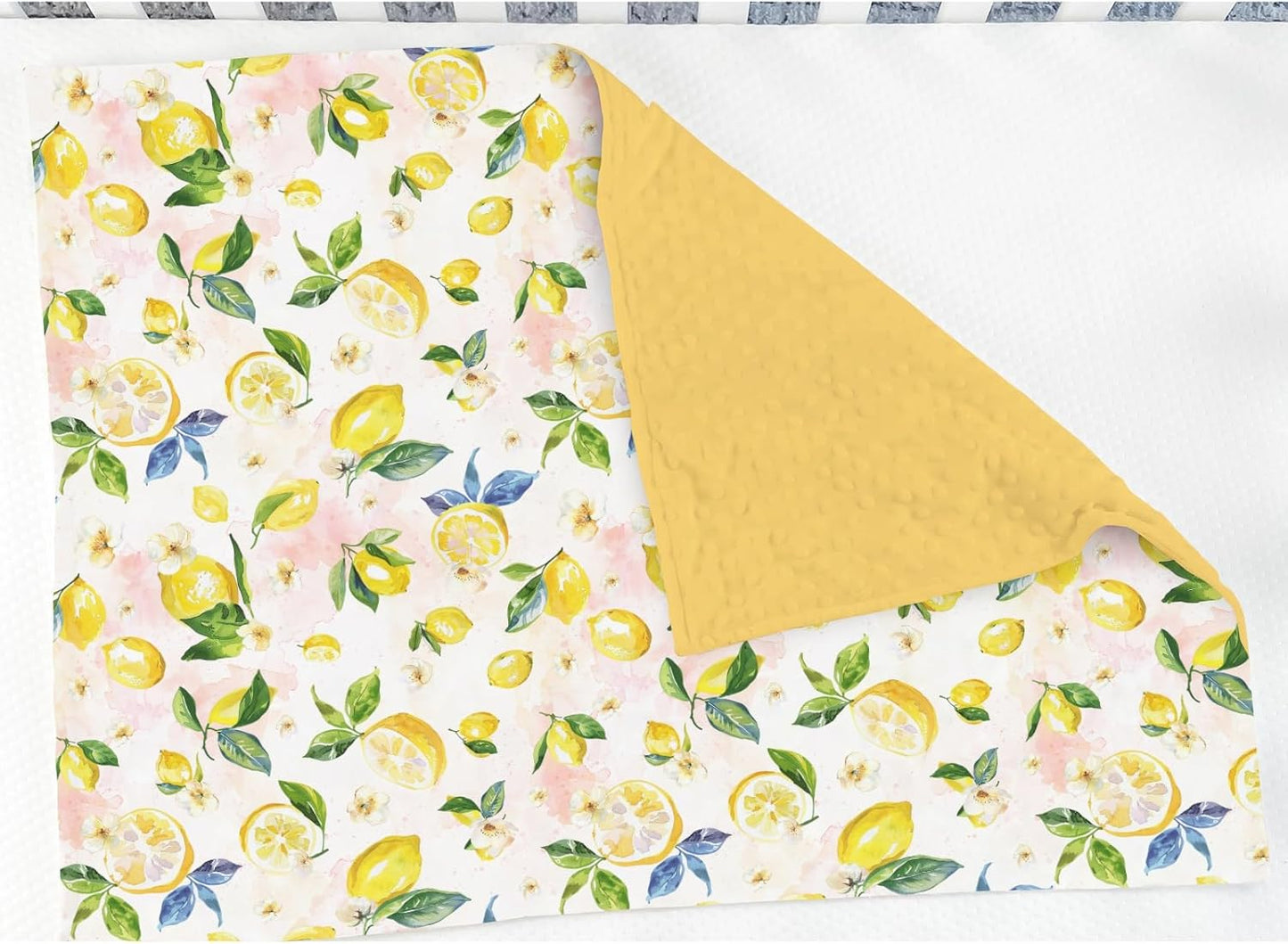 Lemons Baby Blankets for Girl Boy Lemon Branch Leaves Flowers Soft Mink Dotted Backing Double Layer Swaddle Receiving Blanket Tropical Summer Fruits Bed Throw for Newborn Infant Toddler Nursery 30x40