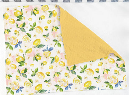 Lemons Baby Blankets for Girl Boy Lemon Branch Leaves Flowers Soft Mink Dotted Backing Double Layer Swaddle Receiving Blanket Tropical Summer Fruits Bed Throw for Newborn Infant Toddler Nursery 30x40