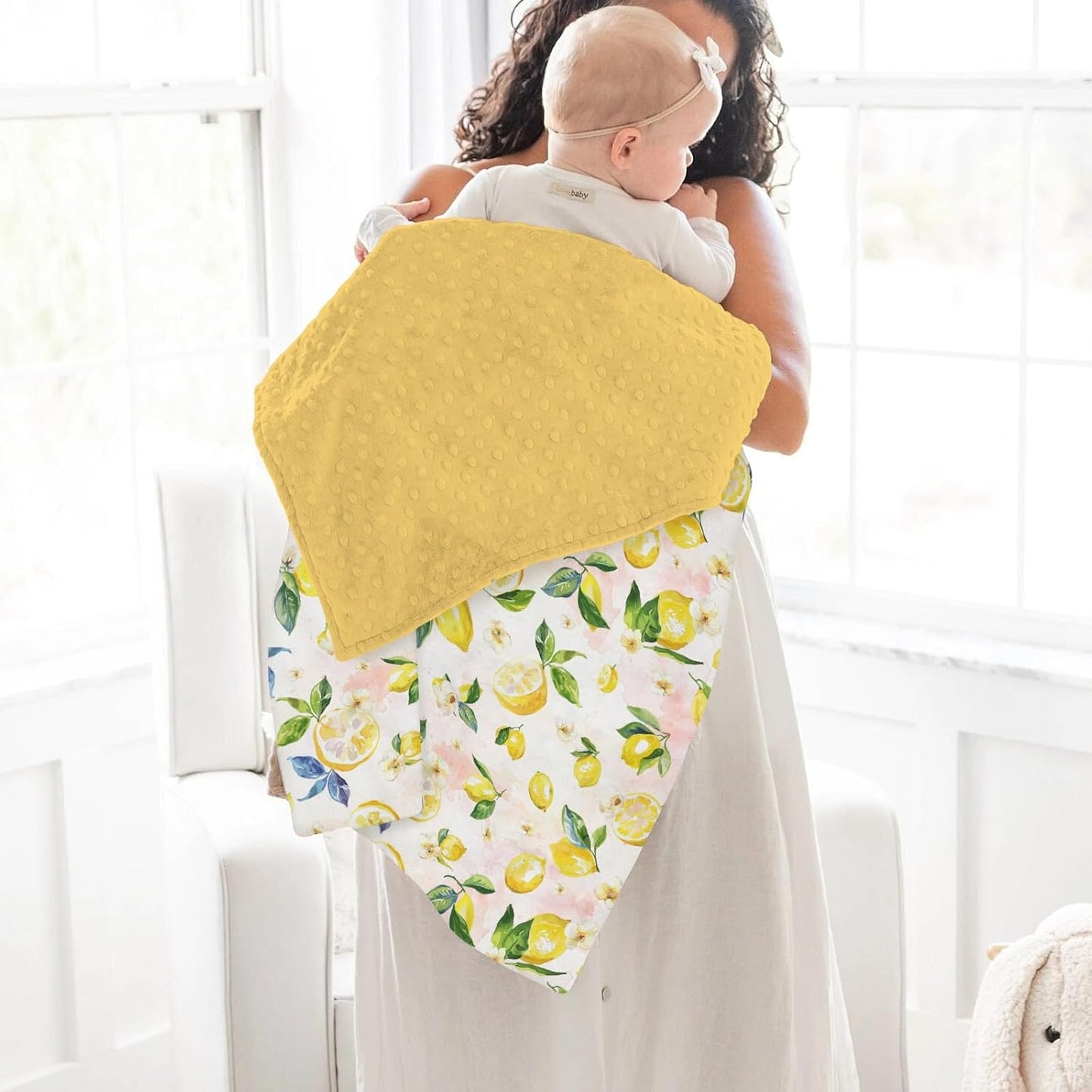 Lemons Baby Blankets for Girl Boy Lemon Branch Leaves Flowers Soft Mink Dotted Backing Double Layer Swaddle Receiving Blanket Tropical Summer Fruits Bed Throw for Newborn Infant Toddler Nursery 30x40