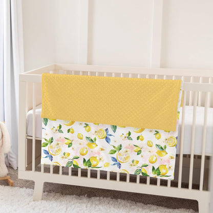 Lemons Baby Blankets for Girl Boy Lemon Branch Leaves Flowers Soft Mink Dotted Backing Double Layer Swaddle Receiving Blanket Tropical Summer Fruits Bed Throw for Newborn Infant Toddler Nursery 30x40