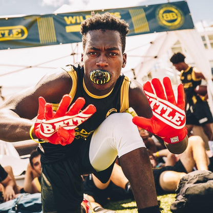Sports Double Threat Wide Receiver Gloves | UltraTack palm reaches the legal stick limit, PerfectFit material for comfort and breathability, Wrist freedom of motion