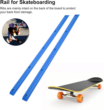 Skateboard Rails, 35.7x1.8cm/14.1x0.7in POM Skateboard Deck Guards Protector Longboard Rib Bones Rails Bumper Sleeve Strip for Skateboards Decks Cruiser