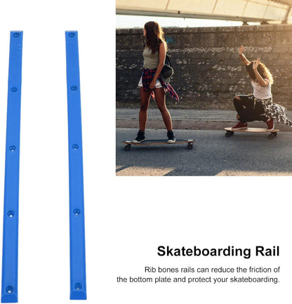Skateboard Rails, 35.7x1.8cm/14.1x0.7in POM Skateboard Deck Guards Protector Longboard Rib Bones Rails Bumper Sleeve Strip for Skateboards Decks Cruiser