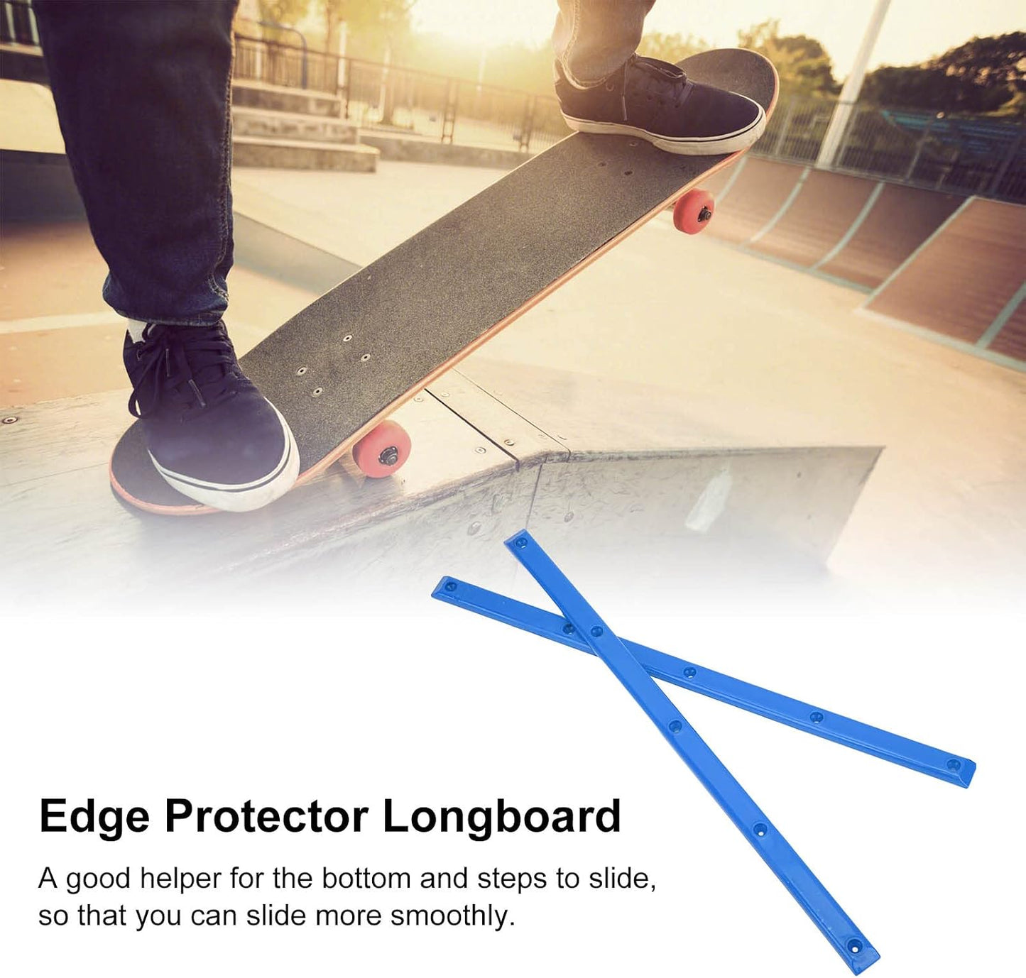 Skateboard Rails, 35.7x1.8cm/14.1x0.7in POM Skateboard Deck Guards Protector Longboard Rib Bones Rails Bumper Sleeve Strip for Skateboards Decks Cruiser
