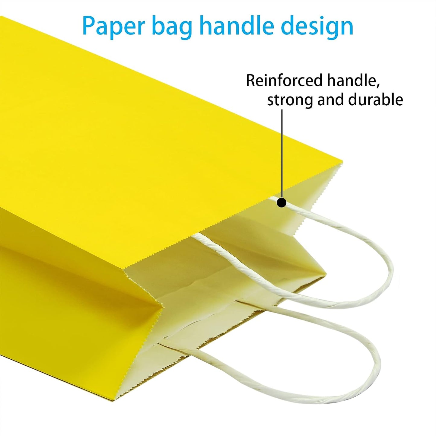 25 PCS Small Gift Bags Yellow Kraft Paper Bags with Handles for Party Favor (6.3 x 3.1 x 8.6 In)