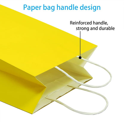 25 PCS Small Gift Bags Yellow Kraft Paper Bags with Handles for Party Favor (6.3 x 3.1 x 8.6 In)