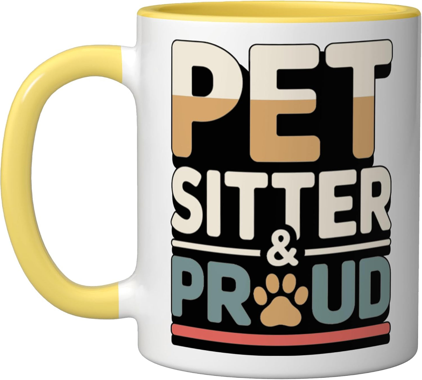 Pet Sitter And Proud Pet Care Lover Ceramic Mug, Yellow/White