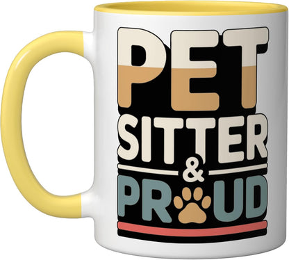 Pet Sitter And Proud Pet Care Lover Ceramic Mug, Yellow/White
