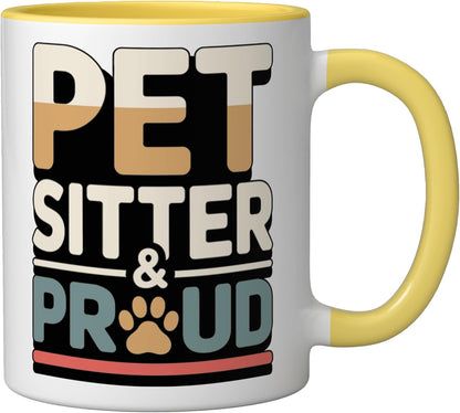 Pet Sitter And Proud Pet Care Lover Ceramic Mug, Yellow/White