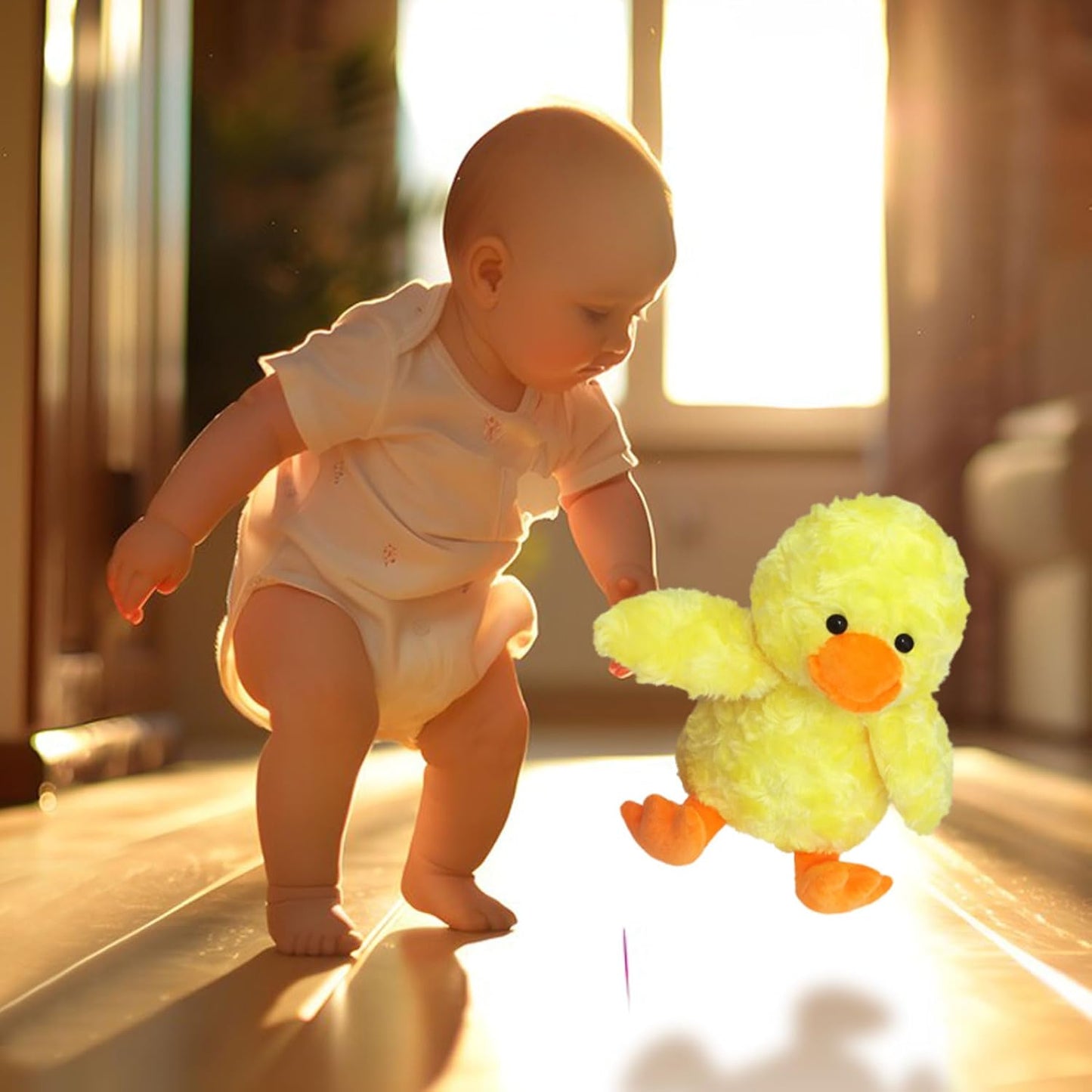 Rose Duck Soft Plush Stuffed Animal Toy, Yellow 12 Inch | Soft Cuddly Plushie Hugger Toy for Boys Girls,Cute Gifts for Kids or Girlfriend,Comfort & Cuddling