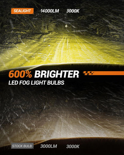 H11 LED Fog Light Bulbs Yellow, 14000Lumens 600% Brightness 50000 Hours Lifespan H16 H8 LED Fog Bulb, 3000K Amber Strong Penetration, Play and Plug, Pack of 2