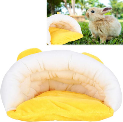 Thicken Cotton Small Pet Sleeping Nest, Hamster Sleeping Bed with Warm Flannel Lining, Cute Cozy Hideout House for Hamster Sugar Glider Squirrel in Yellow (Yellow)