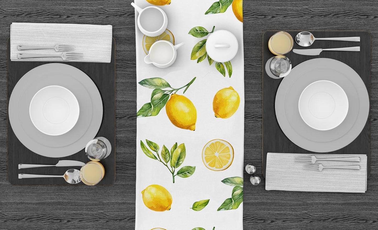 Lemons Spring Summer Table Runner Seasonal Kitchen Dining Table Decoration for Home Party Holidays