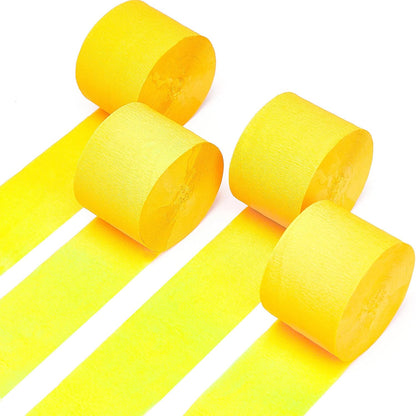 Yellow Crepe Paper Streamers 4pcs 328 FT Yellow Streamers | Wedding Birthday Baby Shower Graduation Bridal Shower Anniversary Engagement Retirement Bachelorette Party Decorations