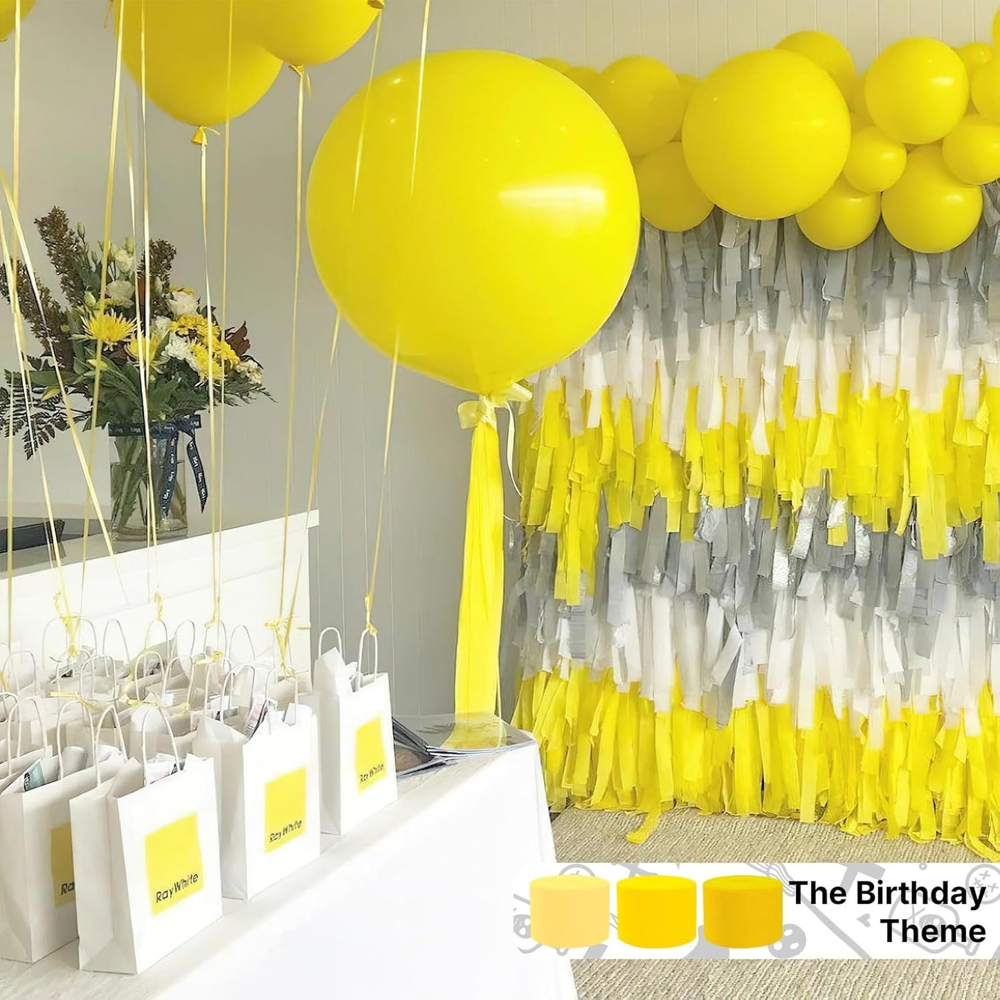 Yellow Crepe Paper Streamers 4pcs 328 FT Yellow Streamers | Wedding Birthday Baby Shower Graduation Bridal Shower Anniversary Engagement Retirement Bachelorette Party Decorations